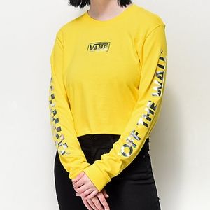 ❄️3/$25 VANS Yellow Long Sleeve Crop Top Women's Medium